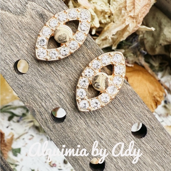 Evil’s eye pave diamond style stud earrings - Picture 1 of 1